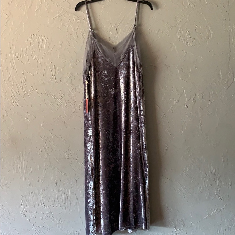 Crushed velvet slip dress